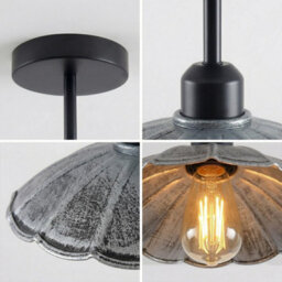 Industrial-Semi Flush Mount E27 Base Metal 22Cm Lampshade Indoor Ceiling Light For Living Room Bedroom Hallway Kitchen - thumbnail 7