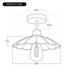 Industrial-Semi Flush Mount E27 Base Metal 22Cm Lampshade Indoor Ceiling Light For Living Room Bedroom Hallway Kitchen - thumbnail 4