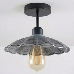 Industrial-Semi Flush Mount E27 Base Metal 22Cm Lampshade Indoor Ceiling Light For Living Room Bedroom Hallway Kitchen - thumbnail 8