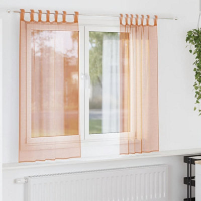 Walplus Voile Curtains With Loops 2 Pcs Terracotta 140X175 Cm - image 1