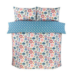 Rapport Home Olivia Microfibre Floral Duvet Cover Set With Pillowcase (Blue) - thumbnail 3
