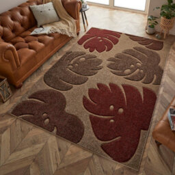 Modern Nature Print Easy To Clean Dining Room Rug-80Cm X 150Cm - thumbnail 1