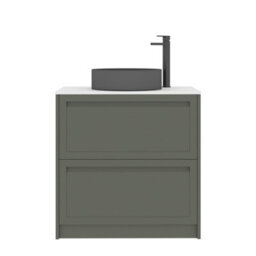 Royal Bathrooms Royal Bathroom Elmore 800mm Matt Green Freestanding Bathroom Vanity Unit 2 Drawer Plain White Worktop With Art Round Basin - thumbnail 7