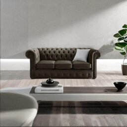 Chesterfield 3 Seater Fabric Malta Mushroom 07 Sofa - thumbnail 3