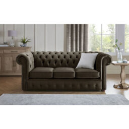 Chesterfield 3 Seater Fabric Malta Mushroom 07 Sofa - thumbnail 1