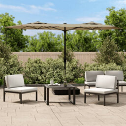 Berkfield Double-Head Garden Parasol Taupe 316X240 Cm - thumbnail 1