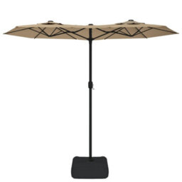 Berkfield Double-Head Garden Parasol Taupe 316X240 Cm - thumbnail 3