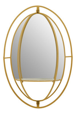 Orsina Avento Oval Shelved Gold Wall Mirror - image 1