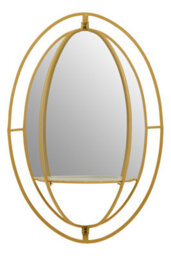 Orsina Avento Oval Shelved Gold Wall Mirror - thumbnail 1