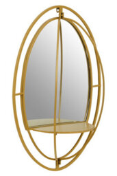 Orsina Avento Oval Shelved Gold Wall Mirror - thumbnail 2