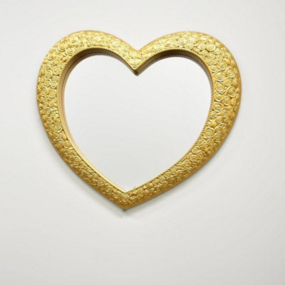 Deenz Heart Shape Wall Mirror - White Home Decor, 67X58Cm (Gold)