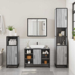 Berkfield Bathroom Sink Cabinet Grey Sonoma 80X33X60 Cm Engineered Wood - thumbnail 3