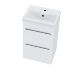 Nes Home 500mm Gloss White 2 Drawer Basin Vanity Cabinet Floor Standing Ceramic Sink - thumbnail 6