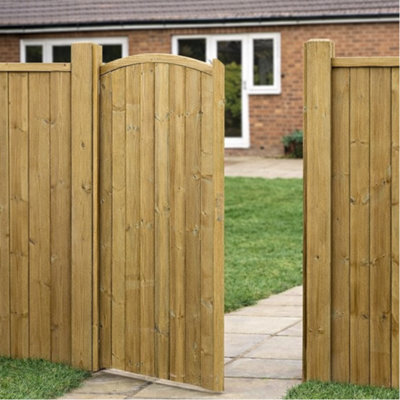 Burbage Iron Craft Drayta Bow Top Medium Single Wooden Timber Gate - Pressure Treated Scandinavian Redwood 750mm Wide X 1500mm High - image 1