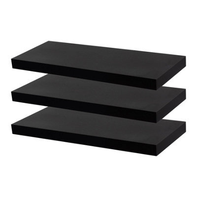 Harbour Housewares 60Cm Floating Wall Shelves- Black - Photo Gallery Bookshelf Wall Shelves For Storage & Display - Set Of 6 - image 1