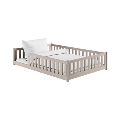 Arte Cashmere Wooden Bed Mati Eu Double 140X200Cm - Floor-Hugging Frame With Protective Guardrails - image 1