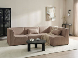 Beliani Modular Corner Sofa 4 Seater Lemvig Corduroy Sand Beige Left Hand - thumbnail 2