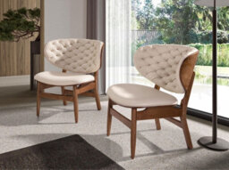Angel Cerda Elegant Sand And Walnut Leatherette Armchair For Modern Interiors - thumbnail 2