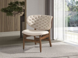 Angel Cerda Elegant Sand And Walnut Leatherette Armchair For Modern Interiors - thumbnail 5