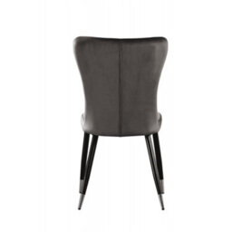 Life Interiors Set Of 2 Grey New York Modern Velvet Dining Chairs With High Back, Black Metal Legs, And Silver Tips - thumbnail 5