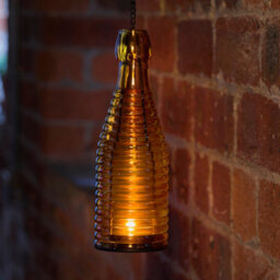 Premier Decorations Limited Cameo Brown Bottle Shape Glass & Metal Tea Light Holder - thumbnail 1