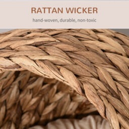 Pawhut Wicker Cat House, Raised Cat Bed With Cylindrical Base, 40 X 37 X 51 Cm - thumbnail 5