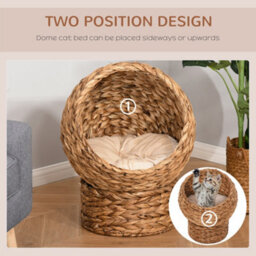Pawhut Wicker Cat House, Raised Cat Bed With Cylindrical Base, 40 X 37 X 51 Cm - thumbnail 6