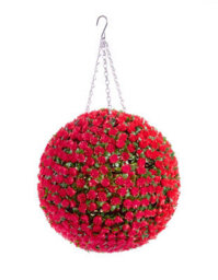 Pair Of Best Artificial 38Cm Red Rose Hanging Basket Flower Topiary Ball - Suitable For Outdoor Use - Weather & Fade Resistant - thumbnail 2
