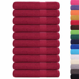 Berkfield Towels 10 Pcs Bordeaux 100X200 Cm 360 Gsm 100% Cotton - thumbnail 2