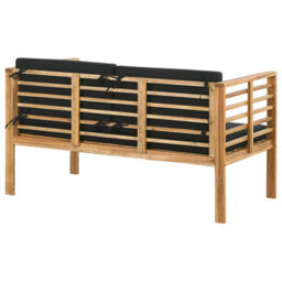 Beliani 4-Seater Acacia Wood Garden Conversation Set With Coffee Table And Black Cushions, L130 X D66 X H70Cm - thumbnail 6