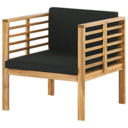 Beliani 4-Seater Acacia Wood Garden Conversation Set With Coffee Table And Black Cushions, L130 X D66 X H70Cm - thumbnail 7