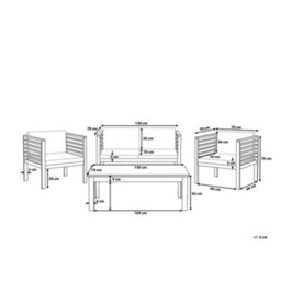 Beliani 4-Seater Acacia Wood Garden Conversation Set With Coffee Table And Black Cushions, L130 X D66 X H70Cm - thumbnail 4