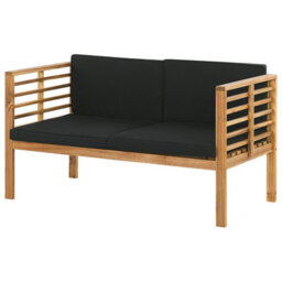 Beliani 4-Seater Acacia Wood Garden Conversation Set With Coffee Table And Black Cushions, L130 X D66 X H70Cm - thumbnail 3