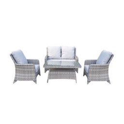 Signature Weave Sarah Wicker 4 Seater Sofa Arm Chair Coffee Table Set Grey - thumbnail 1
