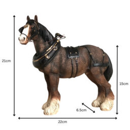 Animal Crackers Large (22Cm Length) Bay Shire Cart Heavy Horse In Harness Figurine By Leonardo, Gift Boxed - thumbnail 2