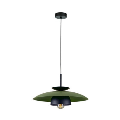 Luminosa Lighting Luminosa Zenya Dome Pendant Ceiling Light Green, Black 1X E27 - image 1