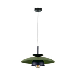 Luminosa Lighting Luminosa Zenya Dome Pendant Ceiling Light Green, Black 1X E27 - thumbnail 1