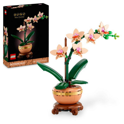 Lego Botanicals Mini Orchid - Artificial Flowers Set For Adults - Indoor Plant With Terracotta Style Flowerpot - Diy Home Decor