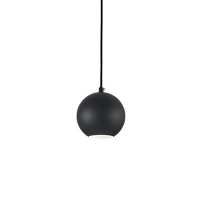 Ideal Lux Mr Jack Indoor Globe Ceiling Pendant Lamp 1 Light Black, Gu10