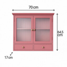 Melody Maison Raspberry Red Reeded Glass Wall Cabinet With Drawers - thumbnail 9