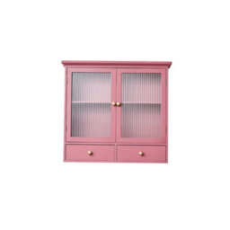 Melody Maison Raspberry Red Reeded Glass Wall Cabinet With Drawers - thumbnail 8