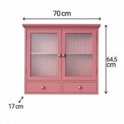 Melody Maison Raspberry Red Reeded Glass Wall Cabinet With Drawers - thumbnail 7