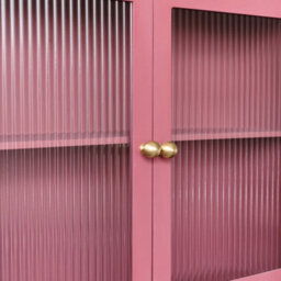 Melody Maison Raspberry Red Reeded Glass Wall Cabinet With Drawers - thumbnail 4