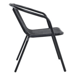 Breeins Black Set Of 6 Outdoor Plastic Chairs Rope Garden Stacking Chairs Garden Patio Dining Chairs - thumbnail 8