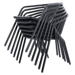Breeins Black Set Of 6 Outdoor Plastic Chairs Rope Garden Stacking Chairs Garden Patio Dining Chairs - thumbnail 4