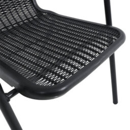 Breeins Black Set Of 6 Outdoor Plastic Chairs Rope Garden Stacking Chairs Garden Patio Dining Chairs - thumbnail 6