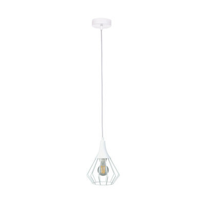Luminosa Lighting Luminosa Selene Wire Frame Pendant Ceiling Light White 1X E27 - image 1