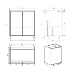 Plum&clay Declan Black & Concrete Floor Standing Vanity Unit With Black Basin Set (W)750mm (H)850mm - thumbnail 4
