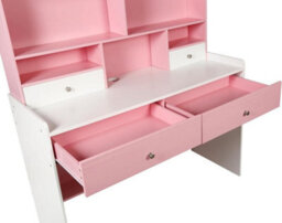 Hygrad Built to Survive Wooden Pink/white Free Standing Study Table Desk With Shelves & Drawers For Kids Children Girls Home - thumbnail 8