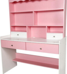 Hygrad Built to Survive Wooden Pink/white Free Standing Study Table Desk With Shelves & Drawers For Kids Children Girls Home - thumbnail 7
